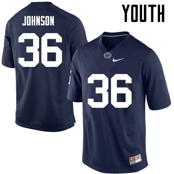 Youth Penn State Nittany Lions #36 Jan Johnson College Football Jerseys-Navy